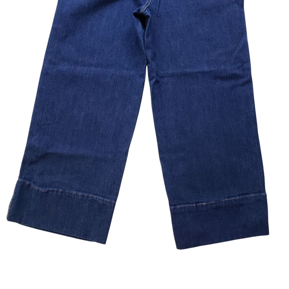 OAT New York Wide Leg Jeans Womens 12 / 31 High Rise Dark Wash Denim Stretch - Picture 9 of 10